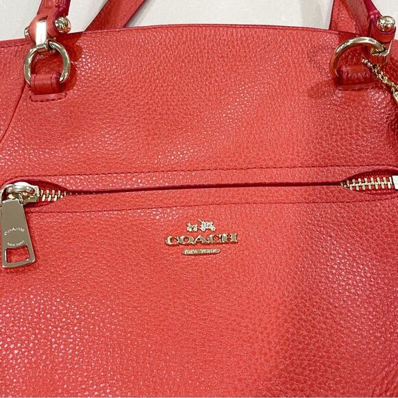 Coach Pebble Prairie Satchel Crossbody Bag Purse Red Orange A1581-34340 - Picture 4 of 10